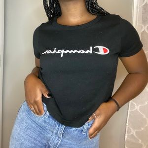 black short sleeve champion shirt